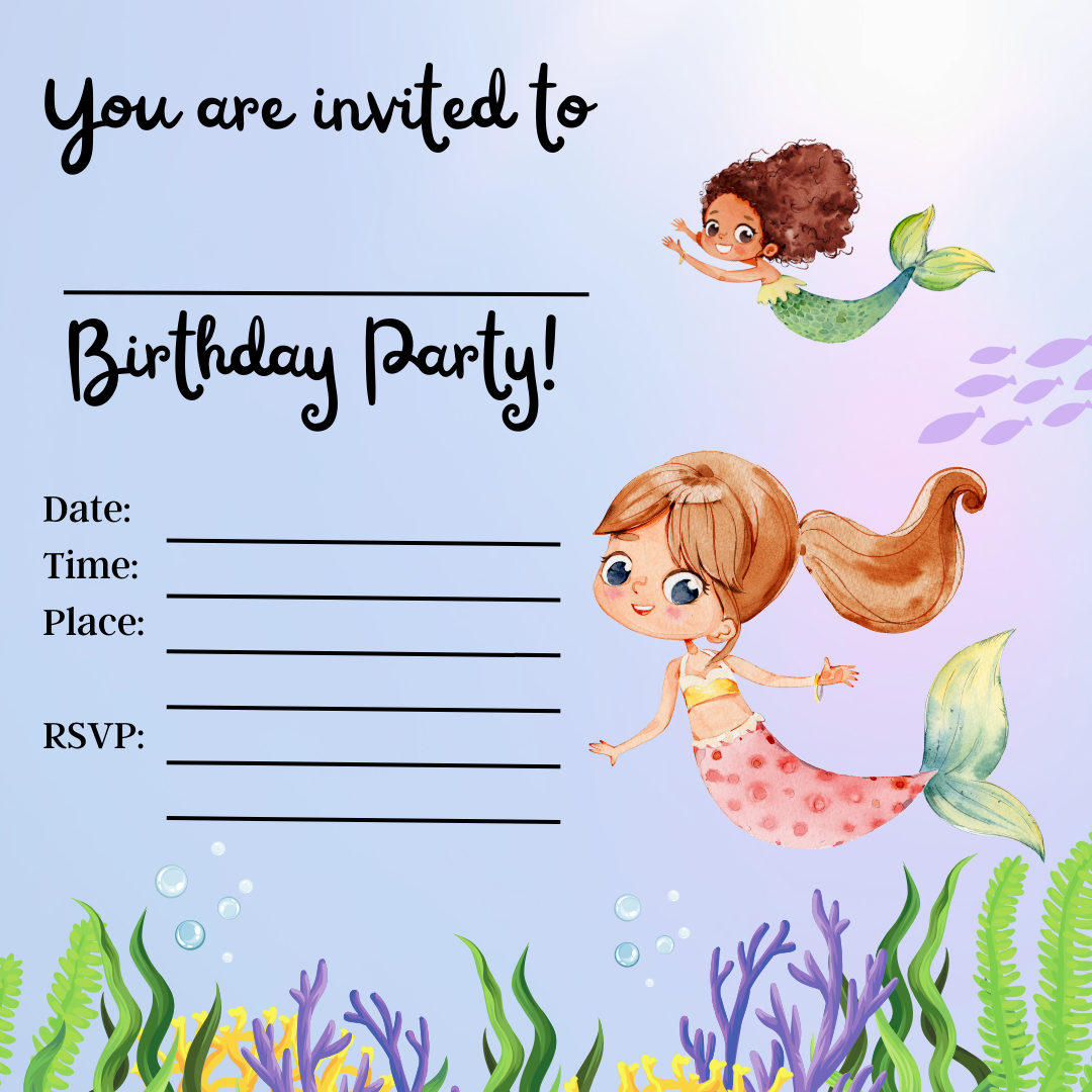 Mermaid Birthday Party Invitations – Free Printable Mermaid Birthday Invitations