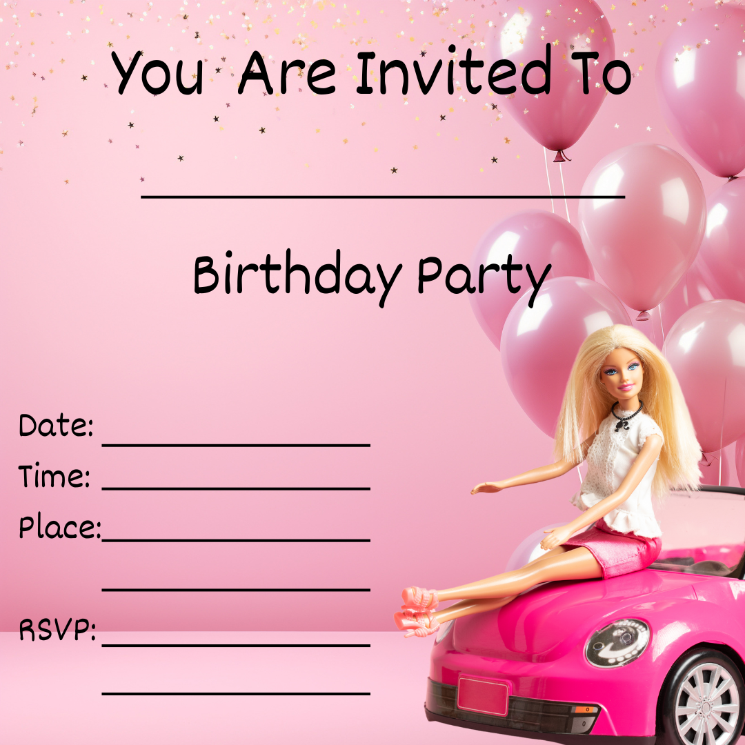 Printable Barbie Birthday Party Invitation