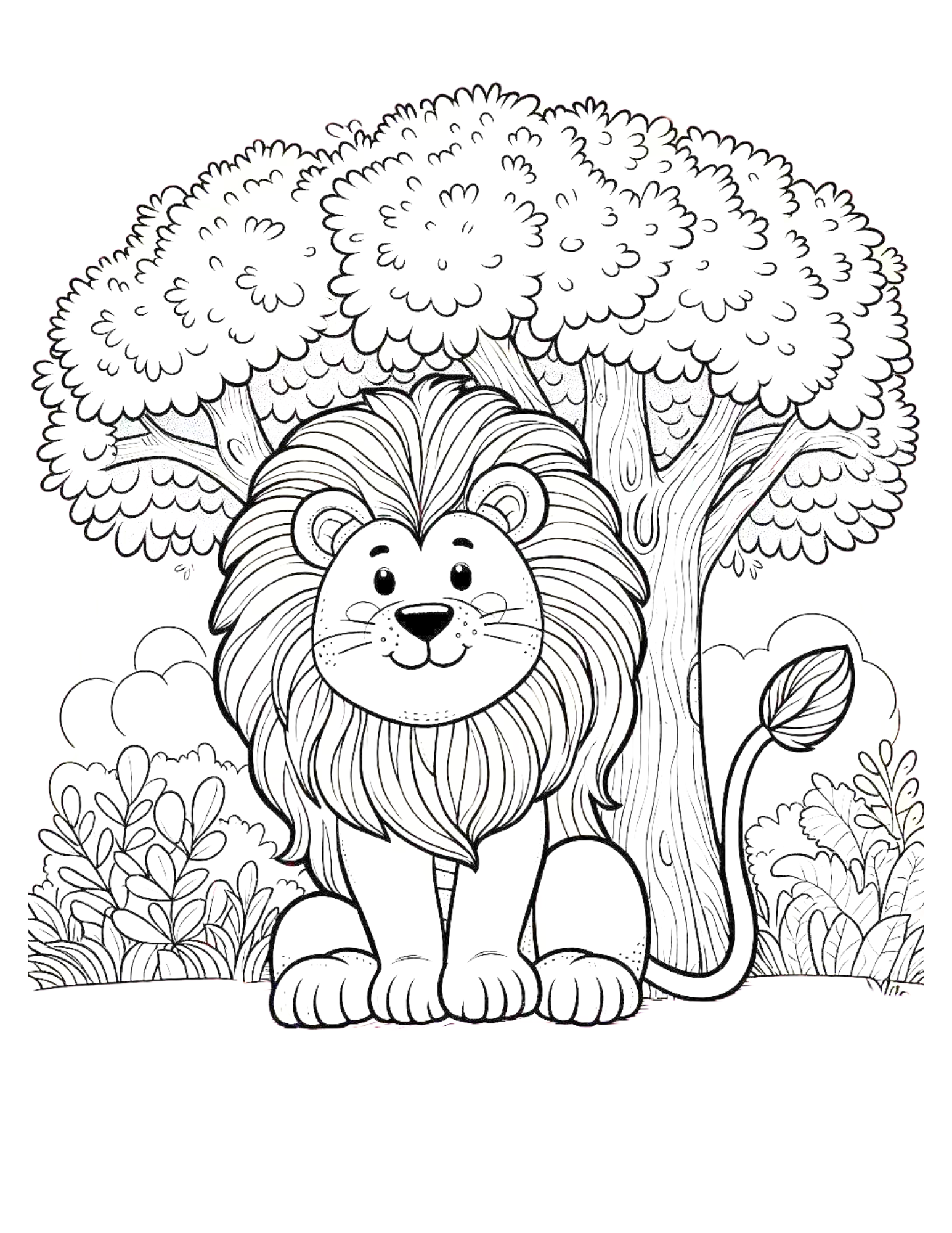 Jungle Animal Coloring Page 1